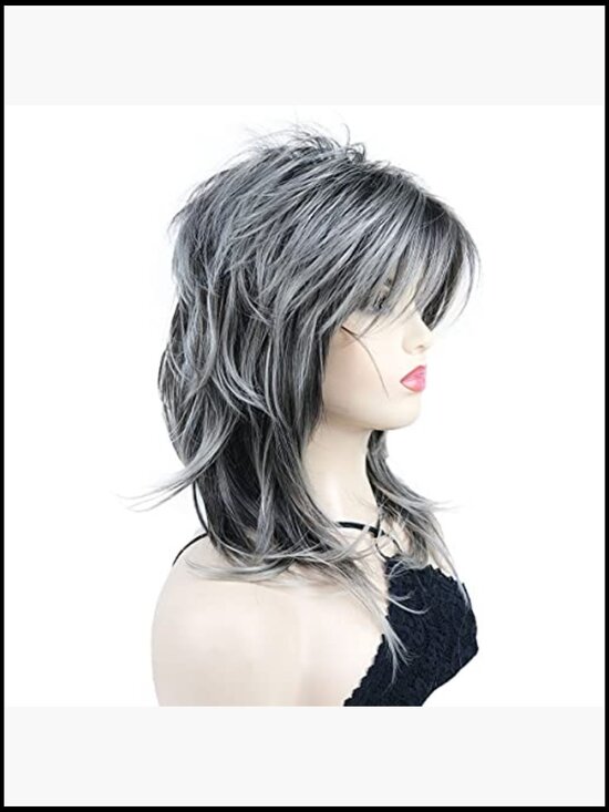 Shaggy Layered Wig with Bangs, Shoulder Length Natural Straight Shags, Soft main image 4
